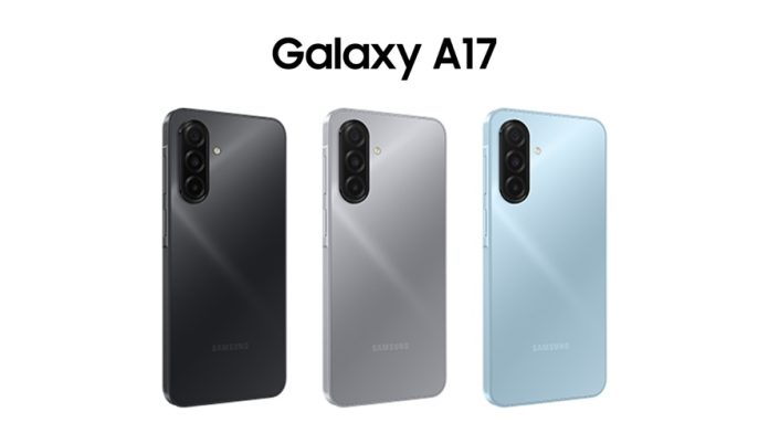Samsung Galaxy A17 hadir dalam pilihan warna Black, Gray, Light Blue